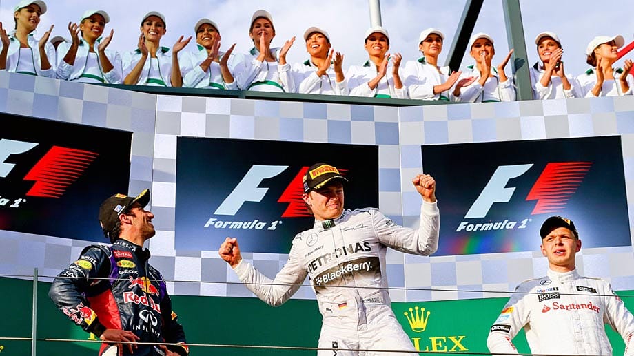 Nico Rosberg jubelt über seinen überlegenen sieg in Melbourne.