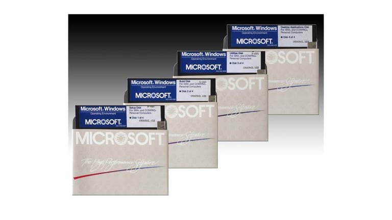 Die ersten Windows-Versionen wurden auf Disketten im 5-1/4-Zoll-Format ausgeliefert.