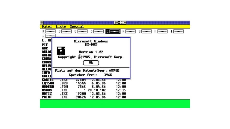 Erst Version 1.02 war erstmals ein deutschsprachiges Windows-System.