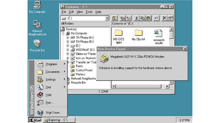Wegweisend an Windows 95 war die erstmalige Unterstützung des neuen Verbindungsstandards USB.