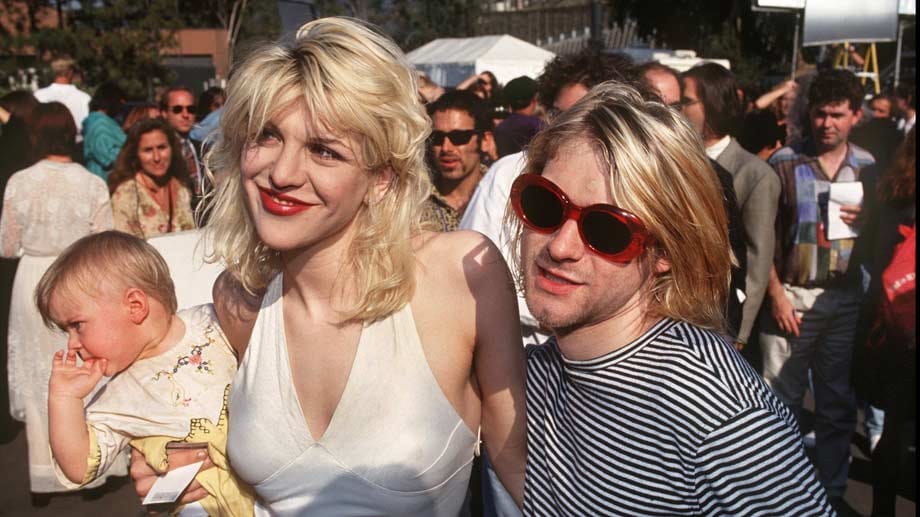 Courtney Love und Kurt Cobain mit Töchterchen Frances Bean.