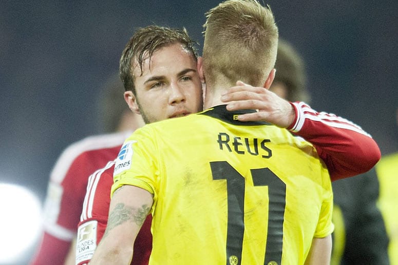 Mario Götze (hinten) und Marco Reus tragen zwar mittlerweile unterschiedliche Trikots, die Freundschaft ist aber geblieben.