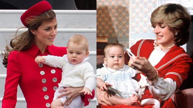 Stolze Mamas: Kate mit Prinz George und Lady Diana mit Prinz William.