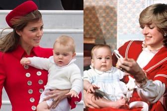 Stolze Mamas: Kate mit Prinz George und Lady Diana mit Prinz William.