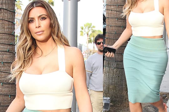 Kim Kardashian macht im Bleistiftrock eine gute Figur.