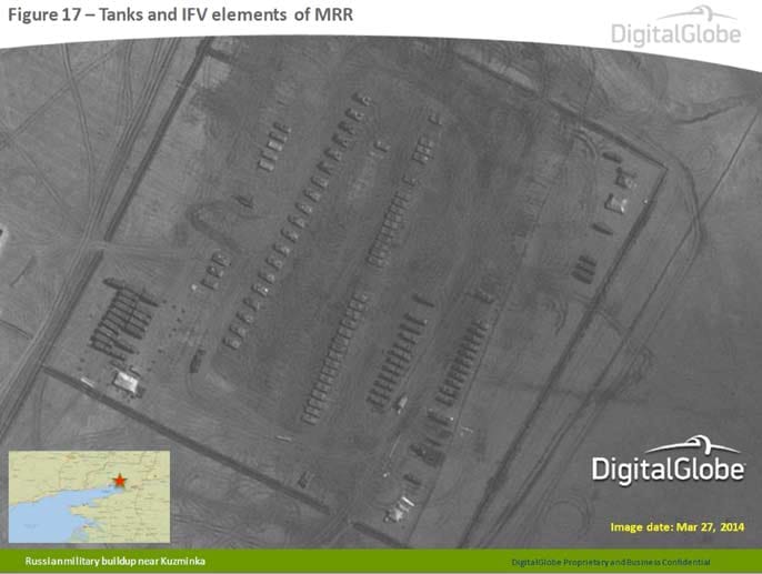 Auf diesem Satellitenbild sind zahlreiche russische Panzer zu erkennen. Auf diesem Satellitenbild sind zahlreiche russische Panzer zu erkennen.