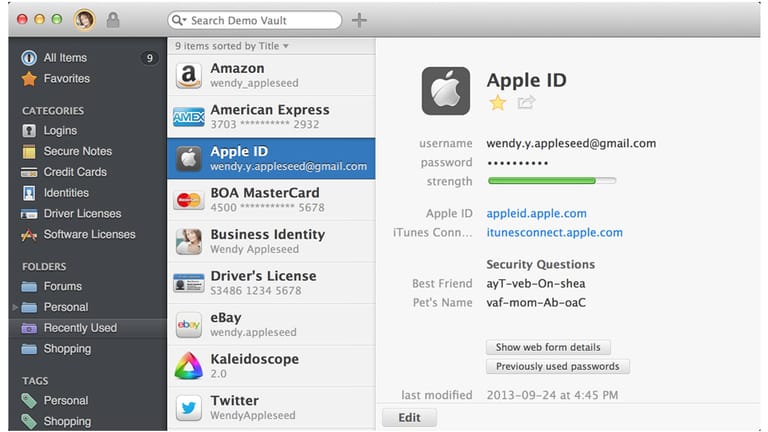 Im kostenpflichtigen Passwort-Manager 1Password lassen sich sogar Software-Lizenzen abspeichern.