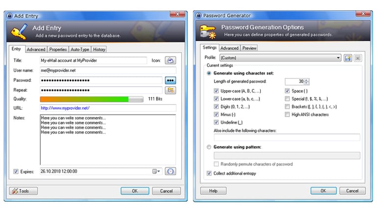 Wie auch bei Last Pass können die Nutzer von KeePass die abgespeicherten Passwörter und Nutzerprofile jederzeit bearbeiten.
