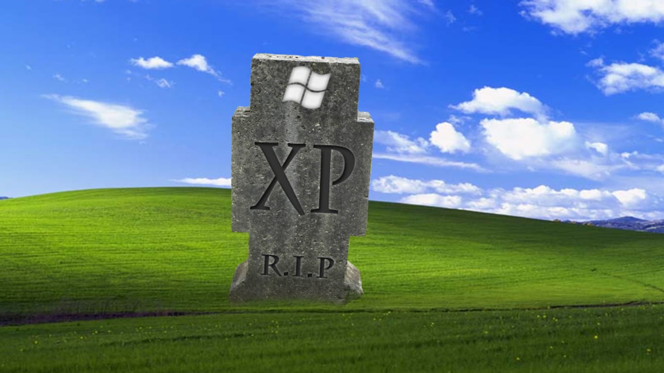 Grabstein auf Windows XP-Wiese