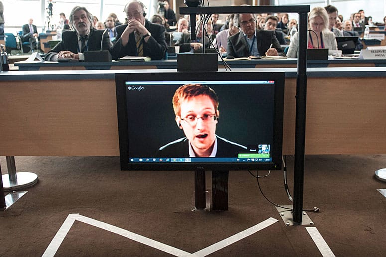 Vor einem Ausschuss des Europaparlamentes machte Snowden per Videoschaltung seine Aussage.