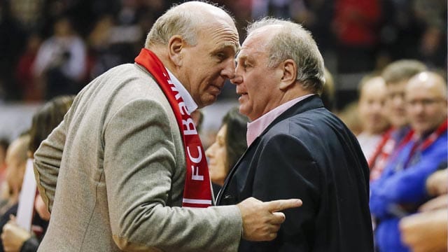 Dieter Hoeneß (li.) spielte von 1979 bis 1987 beim FC Bayern unter dem Manager Uli Hoeneß.