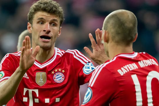 Ab jetzt zählt´s: Die Bayern-Stars Thomas Müller (li.) und Arjen Robben wollen ab sofort den Hebel in Richtung Lissabon umlegen.