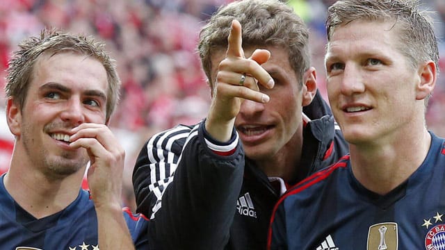 Philipp Lahm, Thomas Müller und Bastian Schweinsteiger (v.l.n.r.) haben zuletzt mit dem FC Bayern nicht wirklich überzeugt. Philipp Lahm, Thomas Müller und Bastian Schweinsteiger (v.l.n.r.) haben zuletzt mit dem FC Bayern nicht wirklich überzeugt.
