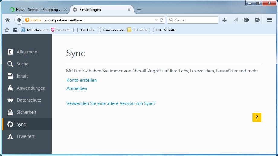 Wer die Sync-Funktion von Firefox 32 nutzen möchte, muss sich zunächst ein Firefox-Konto anlegen.