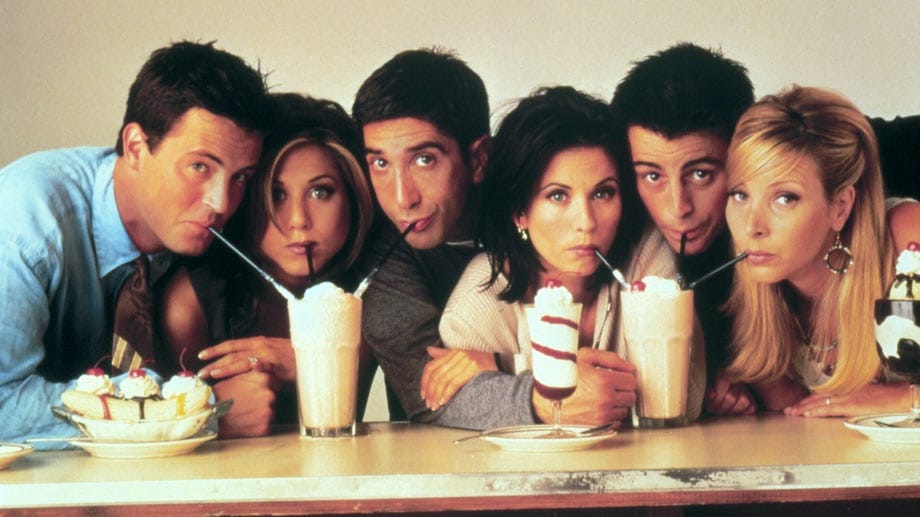 Die "Friends"-Stars von Links nach rechts: Chandler (Matthew Perry), Rachel (Jennifer Aniston), Ross (David Schwimmer), Monica (Courteney Cox), Joey (Matt LeBlanc) und Phoebe (Lisa Kudrow).