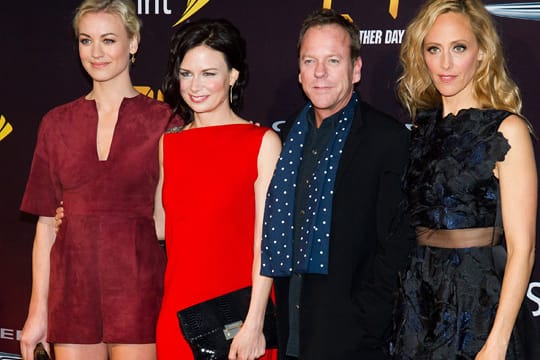 Yvonne Strahovski, Mary Lynn Rajskub, Kiefer Sutherland und Kim Raver bei der Weltpremiere von "24: Live Another Day" in New York.