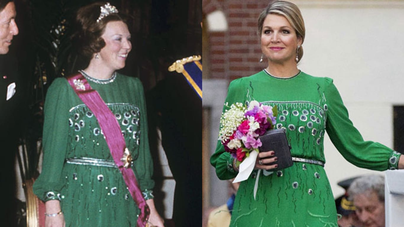 Königin Máxima (2014) und die frühere Königin Beatrix (1981)