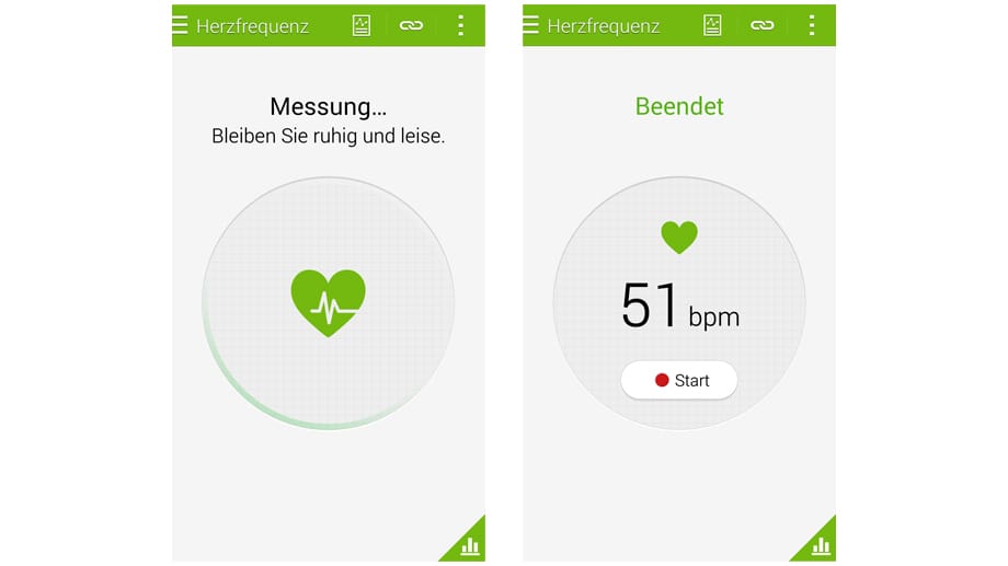 Die Messung der Herzfrequenz ist in einer Samsung-eigenen Sport-App integriert.