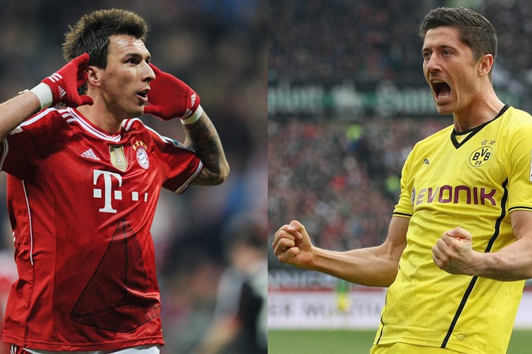 Mario Mandzukic (li.) und Robert Lewandowski führen derzeit die Torschützenliste in der Bundesliga an.