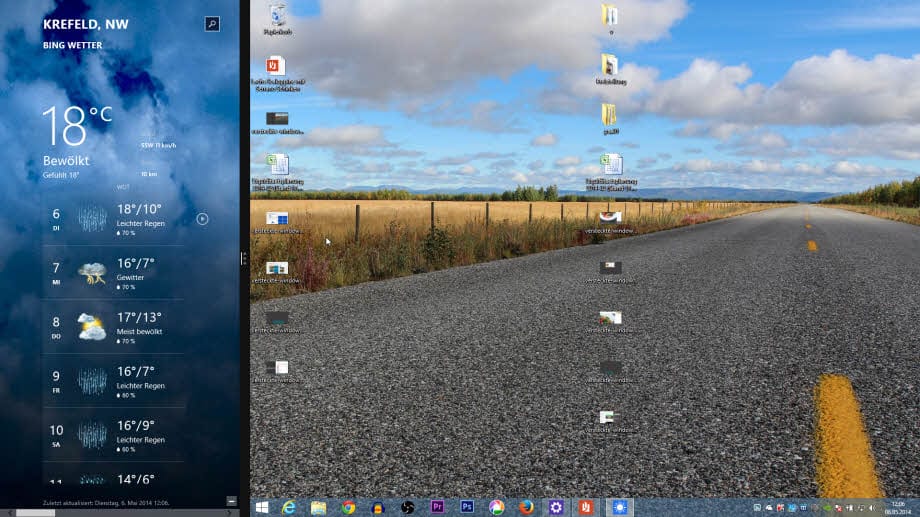 Desktop und Kachel-Apps nebeneinander in Windows 8.1