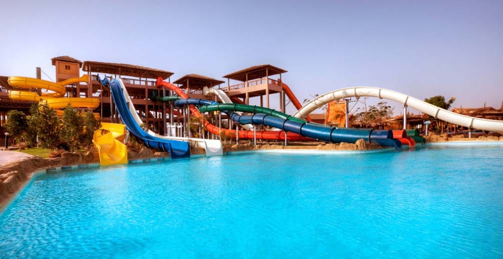 Jungle Aqua Park Hotel (Hurghada, Ägypten): Dem Resort gehört ein Wasserpark an mit 35 Wasserrutschen und 14 Außenpools.