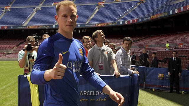 Marc-André ter Stegen bei seiner Vorstellung in Barcelona.