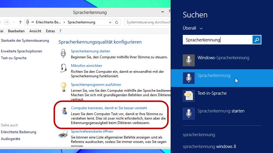 Windows 8.1: Spracherkennung einrichten und trainieren