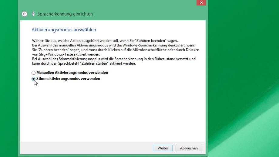 Windows 8.1: Stimmaktivierungsmodus erkennen