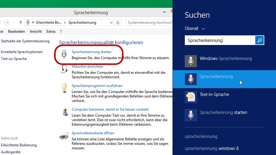 Windows 8.1: Spracherkennung starten