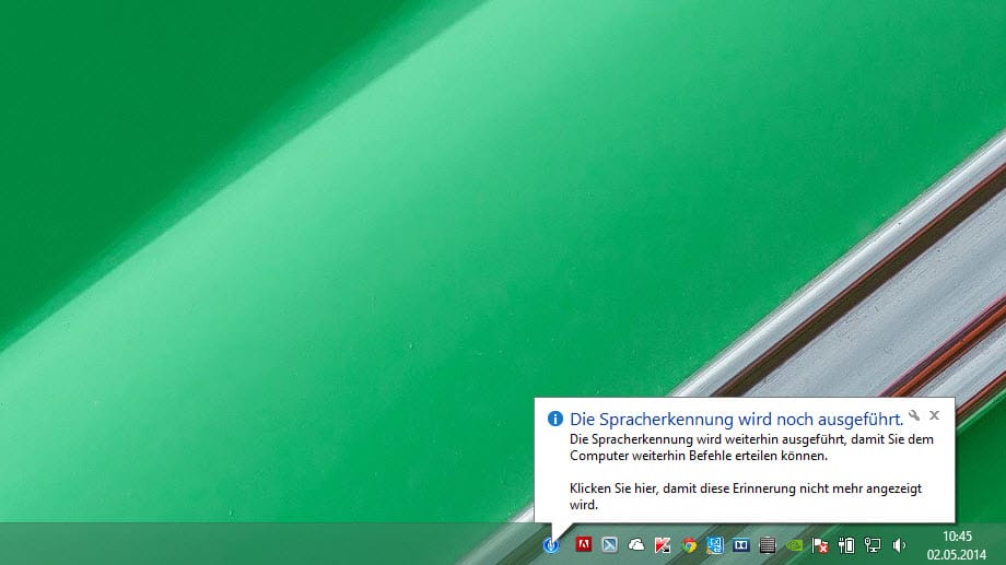Windows 8.1: Spracherkennung minimieren