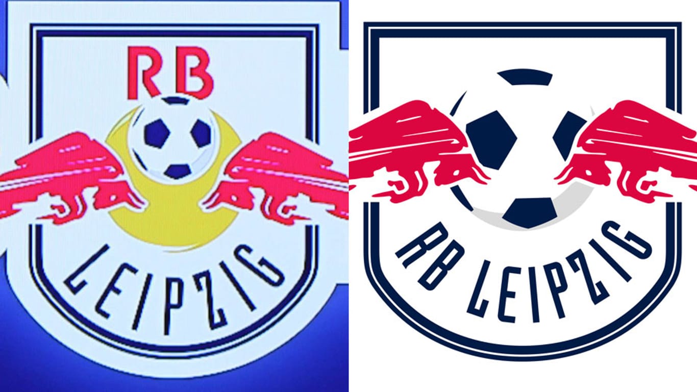Das alte (li.) und das neue Logo von RB Leipzig.