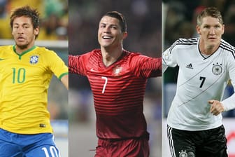 Drei der WM-Stars 2014: Neymar, Cristiano Ronaldo und Bastian Schweinsteiger (von links).