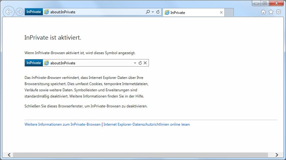 Internet Explorer 11 InPrivat-Browsen