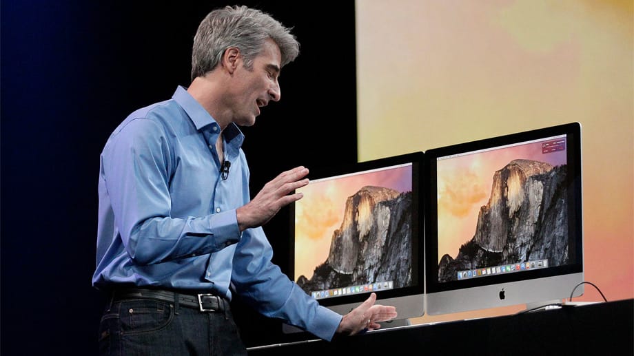 Craig Federighi, Apples Vizepräsident für Software-Entwicklung, führt Mac OS X Yosemite vor.