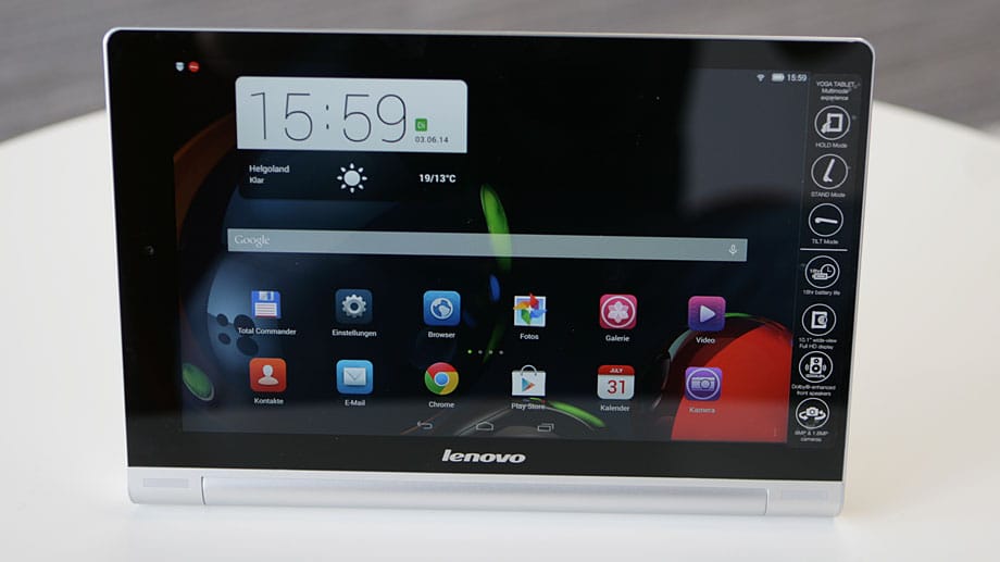 Im Vergleich zum Vorgängermodell Yoga 10 hat Lenovo die Bildschirmauflösung auf Full HD (1920×1080 Pixel) erhöht.