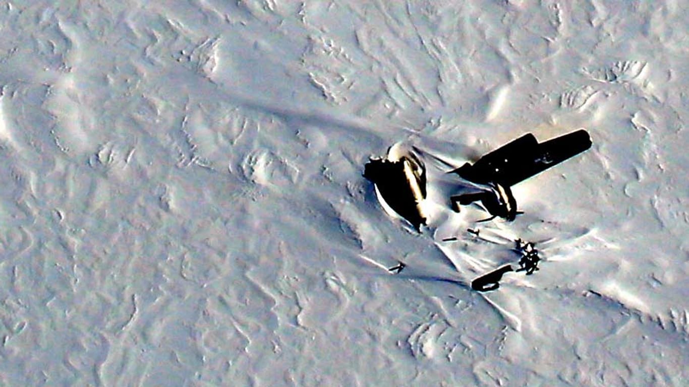 Ein Satellitenfoto der "Kee Bird". Der berühmte Langstreckenbomber stürzte 1947 bei einem Aufklärungsflug über Grönland ab