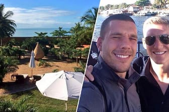 Campo Bahia, Lukas Podolski und Bastian Schweinsteiger: Sonnige Grüße aus Brasilien.