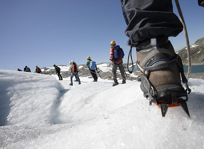 Der Urlaub in den Bergen boomt. Ultimative Fluchtpunkte sind Gletscher auf den Gipfeln der Alpen und in Skandinavien, wie beispielsweise der Folgefonna-Nationalpark im Südwesten Norwegens.