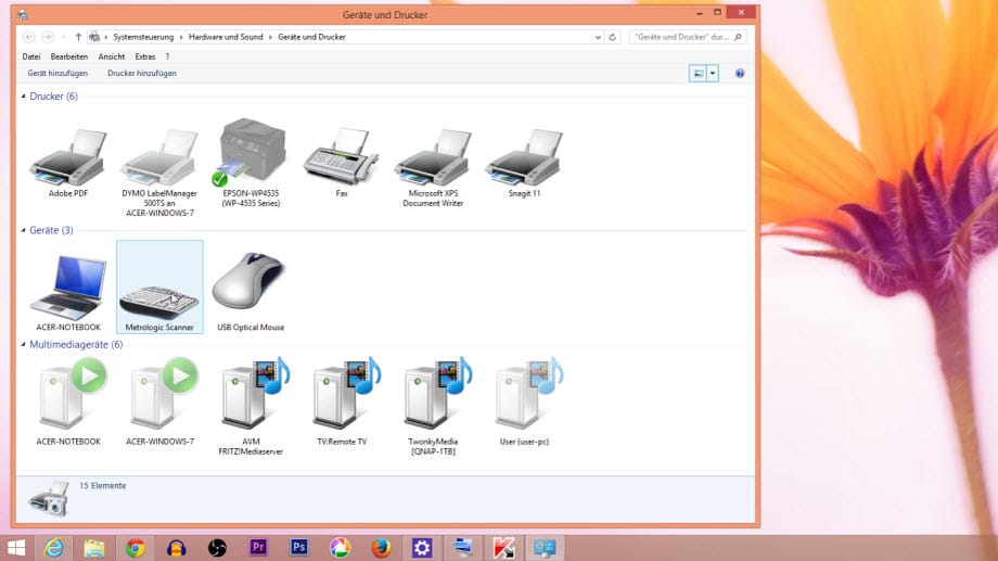 Windows 8 erkennt auch alte Gräte wie Drucker und Scanner.