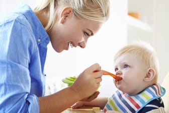 Etwa ab dem fünften Lebensmonat können Sie anfangen, Ihr Baby mit Brei zu füttern