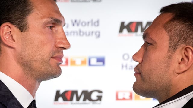 Wladimir Klitschko (li.) schlägt gegen die Vorwürfe von Kubrat Pulev verbal zurück. Anfang September fliegen die Fäuste.