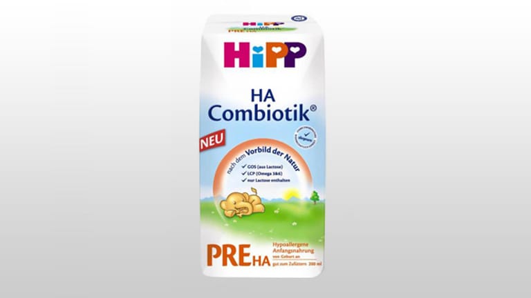 Hipp ruft die flüssige Milchnahrung Pre HA Combiotik zurück. Das Produkt enthält zu wenig Vitamin B2.