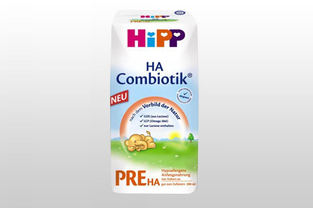 Hipp ruft die flüssige Milchnahrung Pre HA Combiotik zurück. Das Produkt enthält zu wenig Vitamin B2.