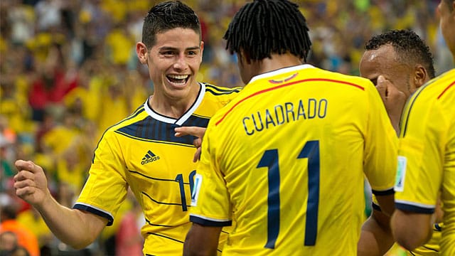 James Rodriguez (li.) und seine Kollegen trafen schon elf Mal bei dieser WM.