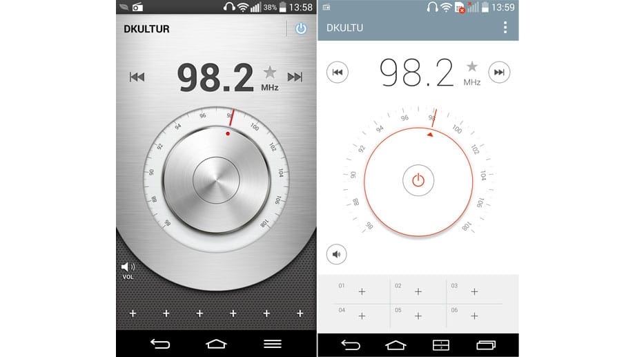 LG G3 Radio App im Vergleich zum G2