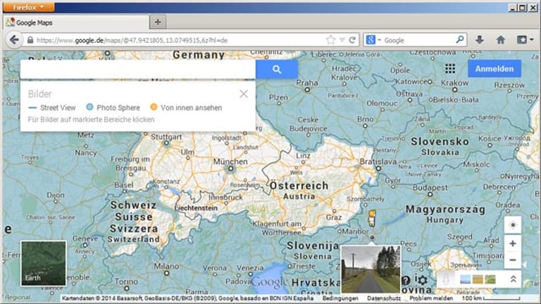Die Österreich-Karte von Googles Panorama-Straßenkartendienst Street View bleibt weiß