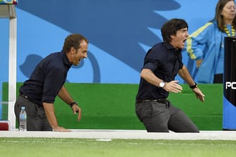 Bundestrainer Joachim Löw bejubelt einen deutschen Treffer gegen Brasilien.