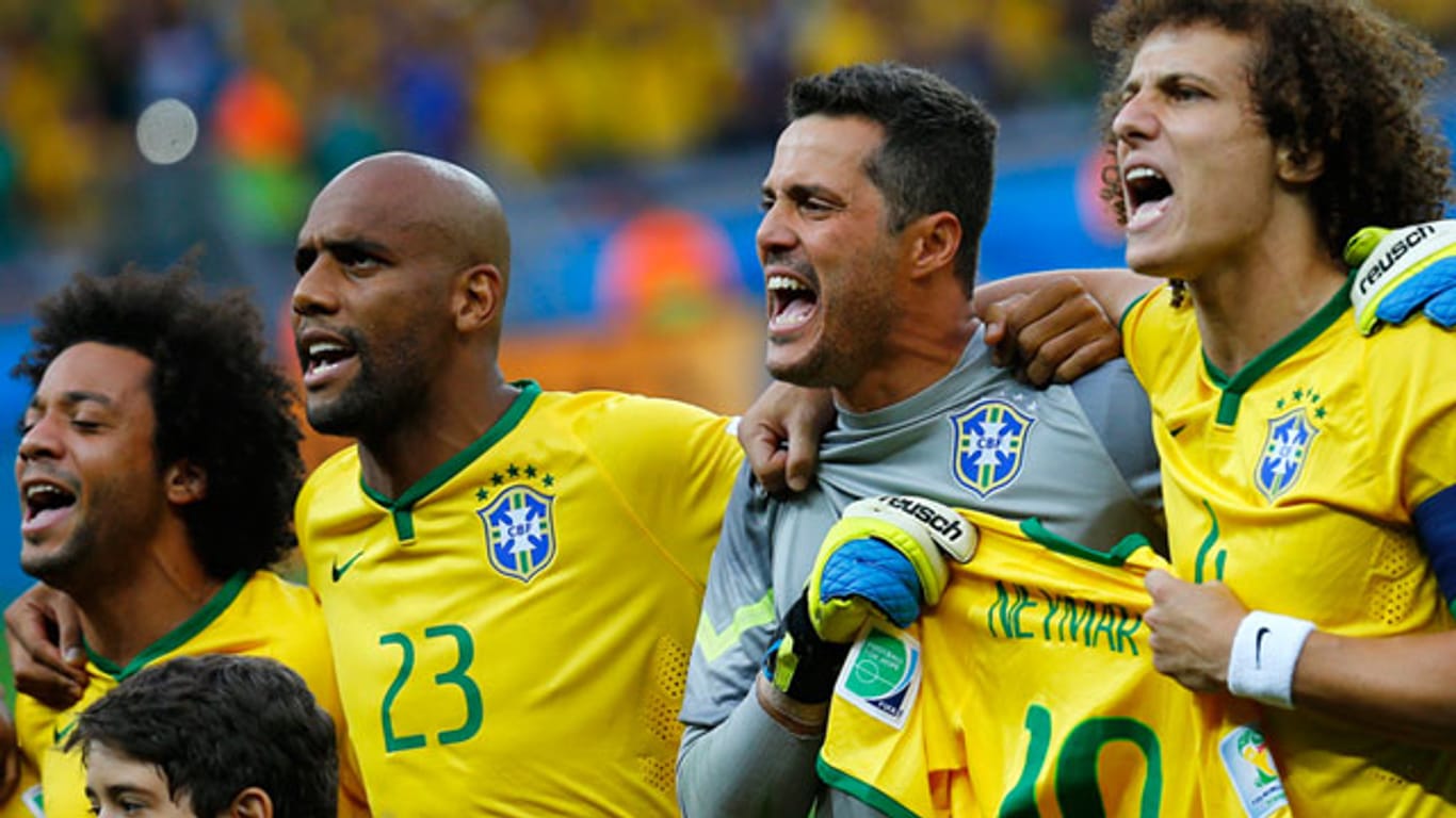 Die brasilianischen Spieler sangen die zweite Strophe ihrer Hymne lautstark mit