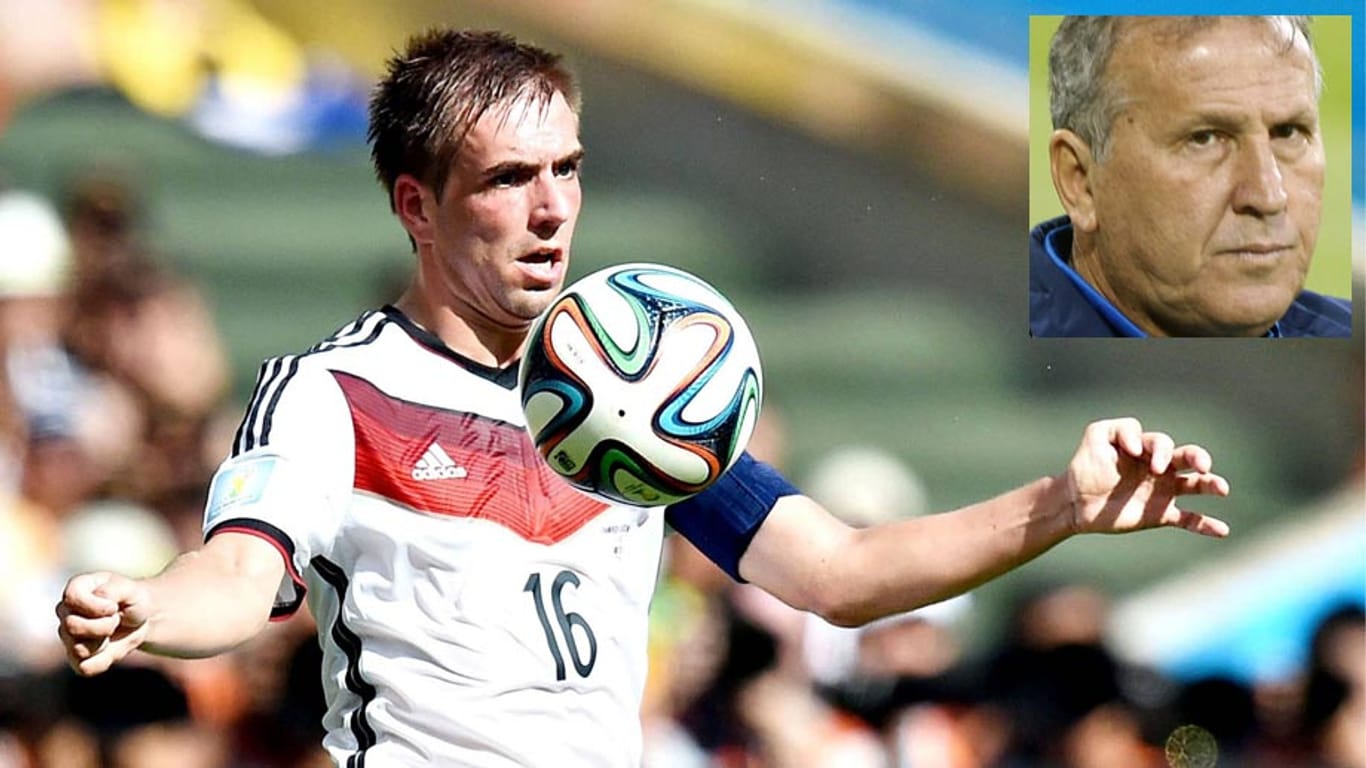 Die brasilianische Fußball-Legende Zico (re.) glaubt an den WM-Titel des DFB-Teams um Kapitän Philipp Lahm.