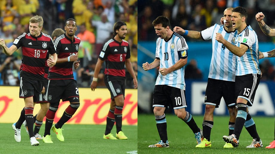 Kampf der Kontinente im Maracana: Triumphieren Toni Kroos und Co. (li.) oder Messis Truppe?